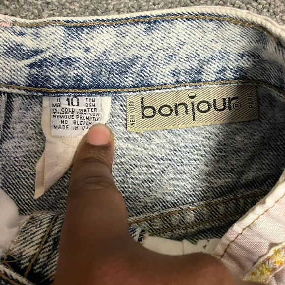 Vintage Bonjour High Waisted Patchwork Denim Shorts Size 10 - Picture 5 of 8